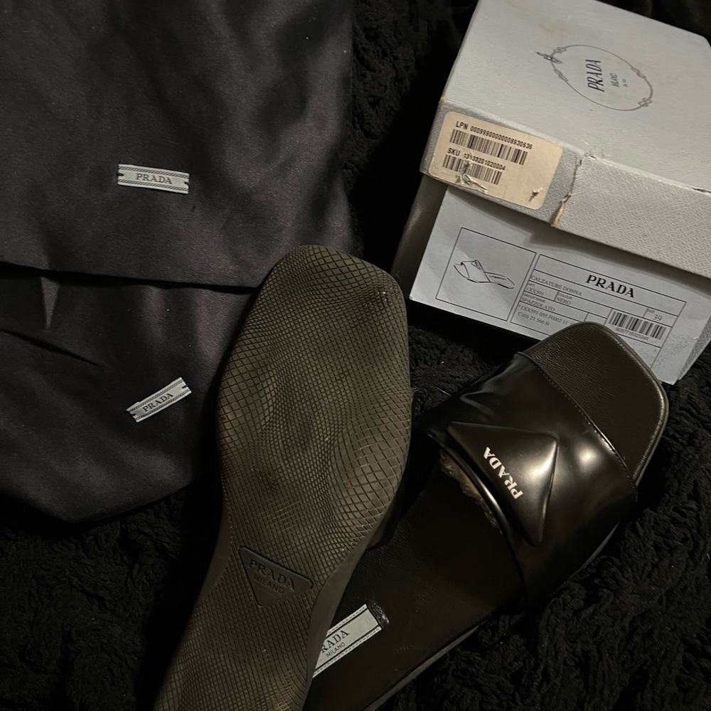 Prada leather slides/sandals